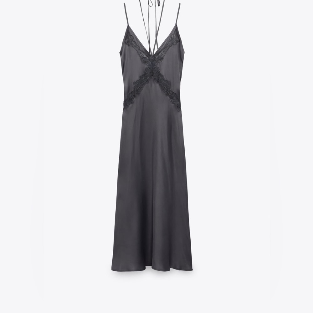 Zara Embroidered Midi Slip Dress - Picture 3 of 4